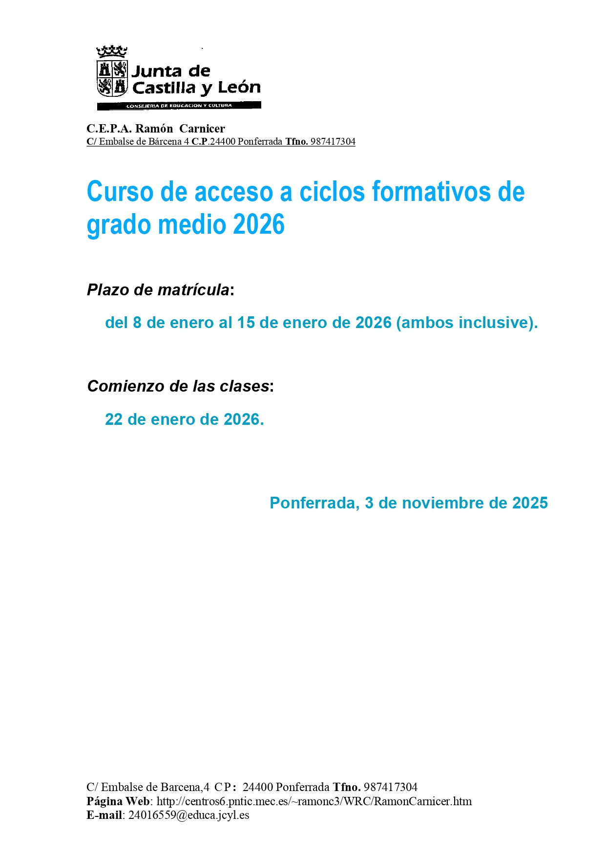 Curso de acceso a ciclos formativos de grado medio