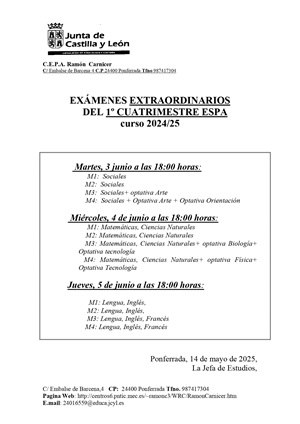 Examenes extraordinarios 1 cuatrimestre 2025 mini